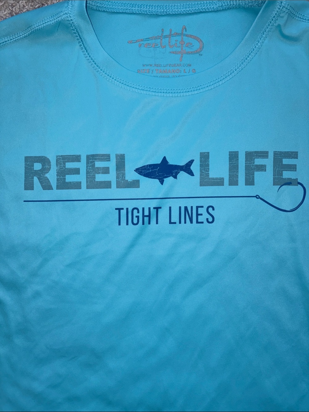 Reel Life Men’s Long Sleeve Performance Tee - Aqua - Picture 2 of 5
